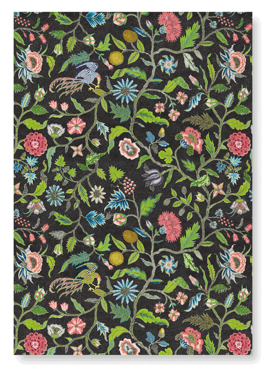 COVERLET EMBROIDERY ON BLACK (18TH C.): Pattern Art Print