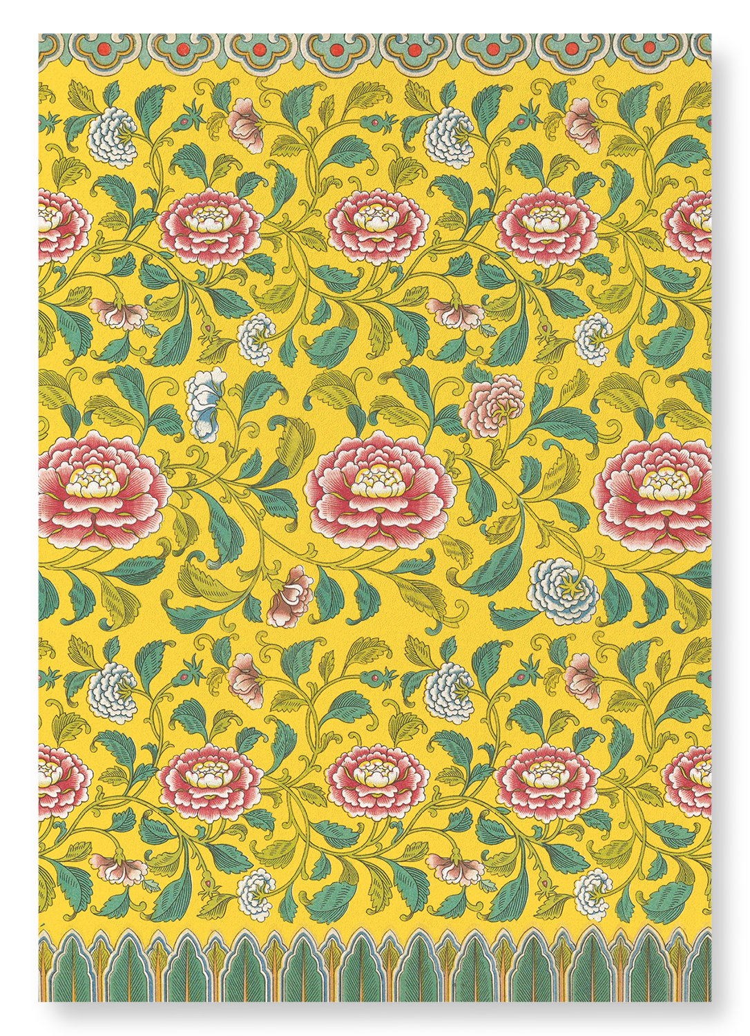 PEONIES AND BANANA LEAVES : Pattern Art Print
