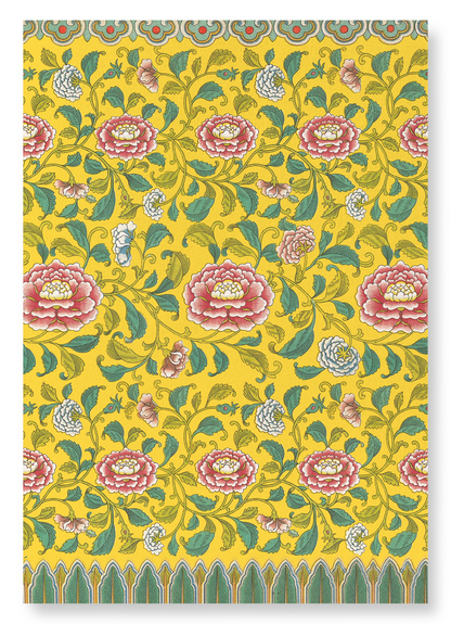 PEONIES AND BANANA LEAVES : Pattern Art Print