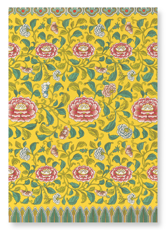 PEONIES AND BANANA LEAVES : Pattern Art Print