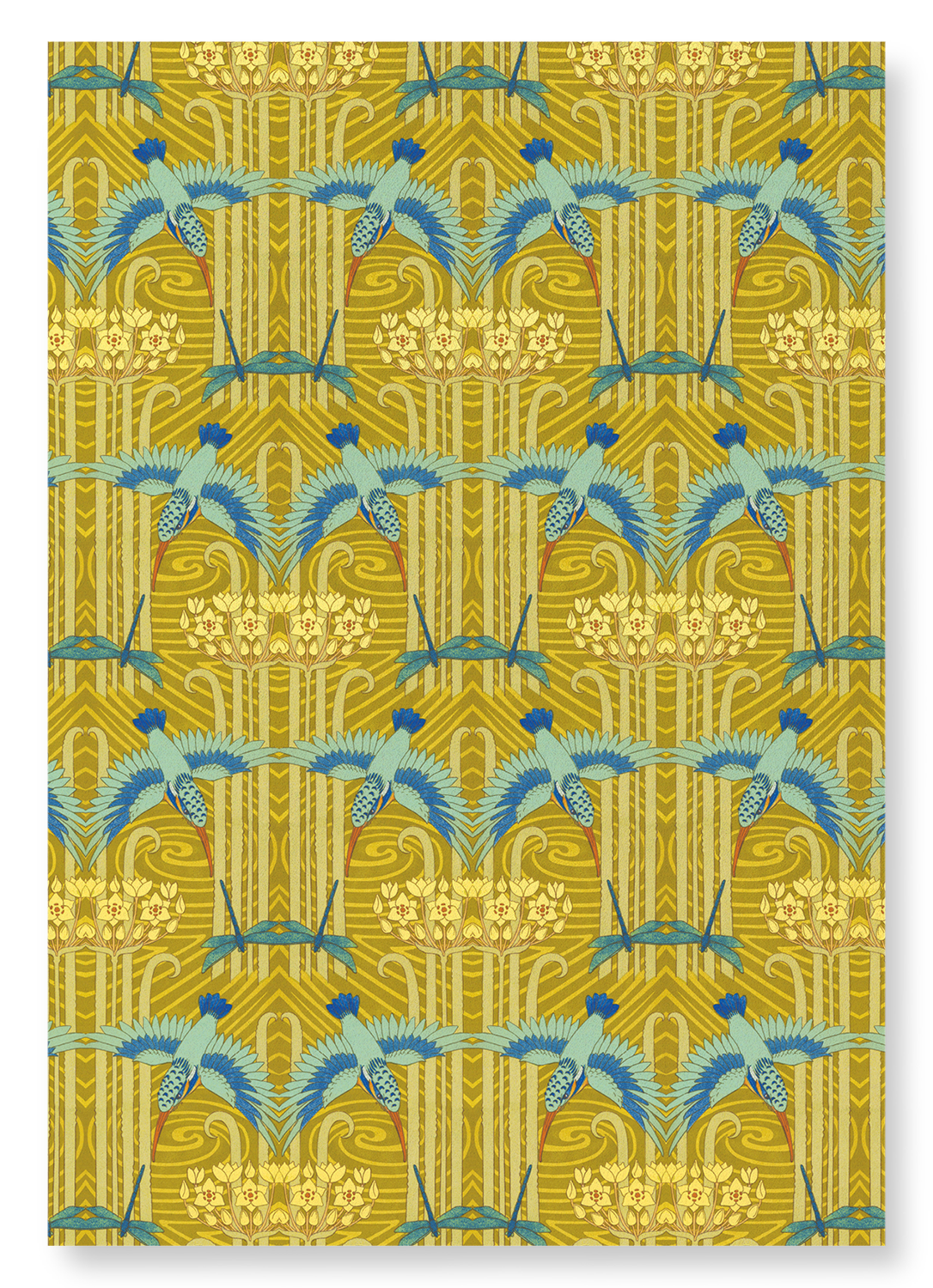 KINGFISHER AND DRAGONFLIES (1897) : Pattern Art Print