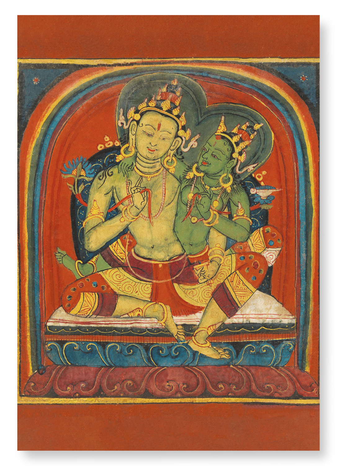 MANJUSHRI ON TSAKLI CARD (EARLY 15TH C.): Painting Art Print