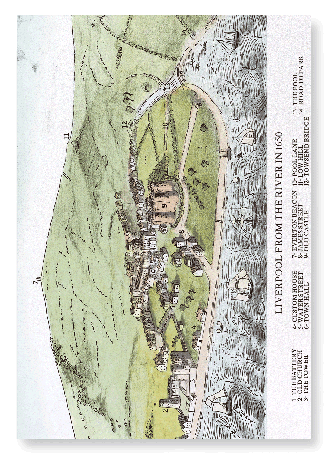 LIVERPOOL MAP (1650): Map antique Art Print