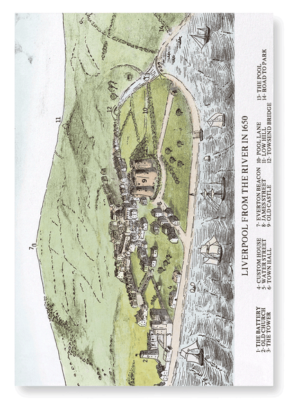 LIVERPOOL MAP (1650): Map antique Art Print