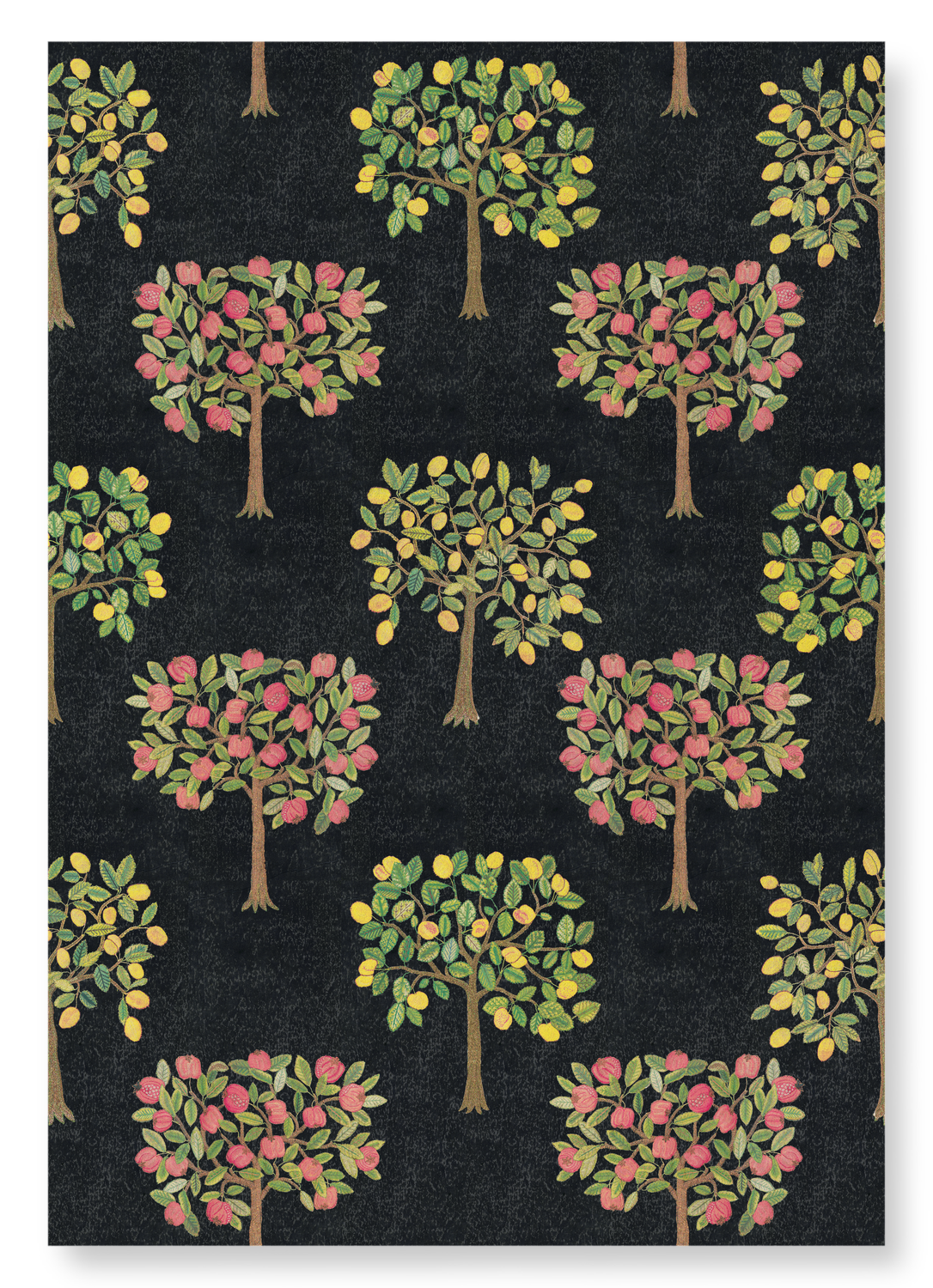 POMEGRANATE AND LEMON TREES ON BLACK (16THC): Pattern Art Print