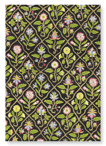 FLORAL EMBROIDERY ON BLACK (17TH C.): Pattern Art Print