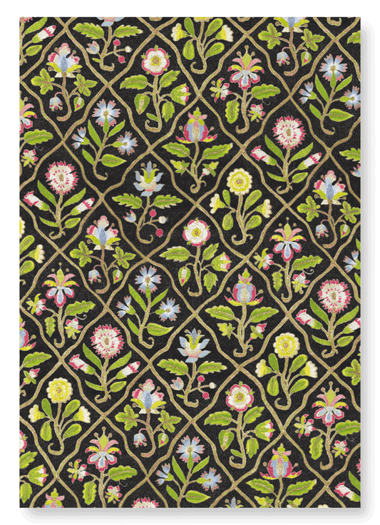 FLORAL EMBROIDERY ON BLACK (17TH C.): Pattern Art Print