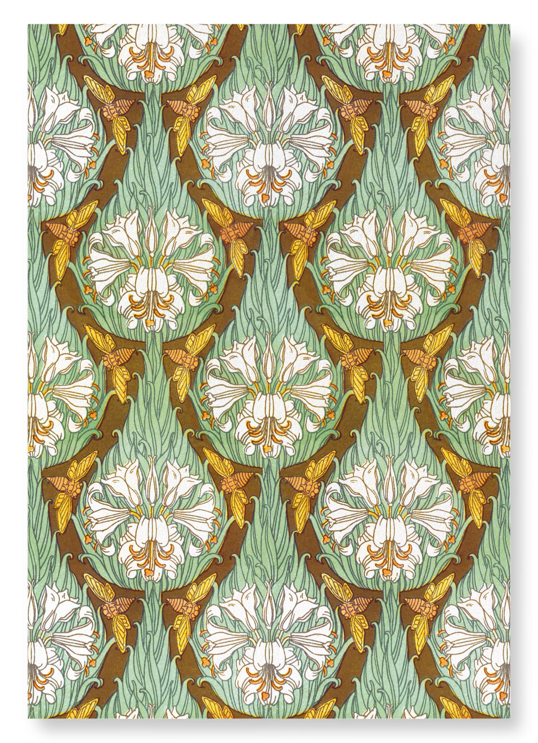 CICADAS AND LILIES BY MAURICE VERNEUIL (1897): Pattern Art Print