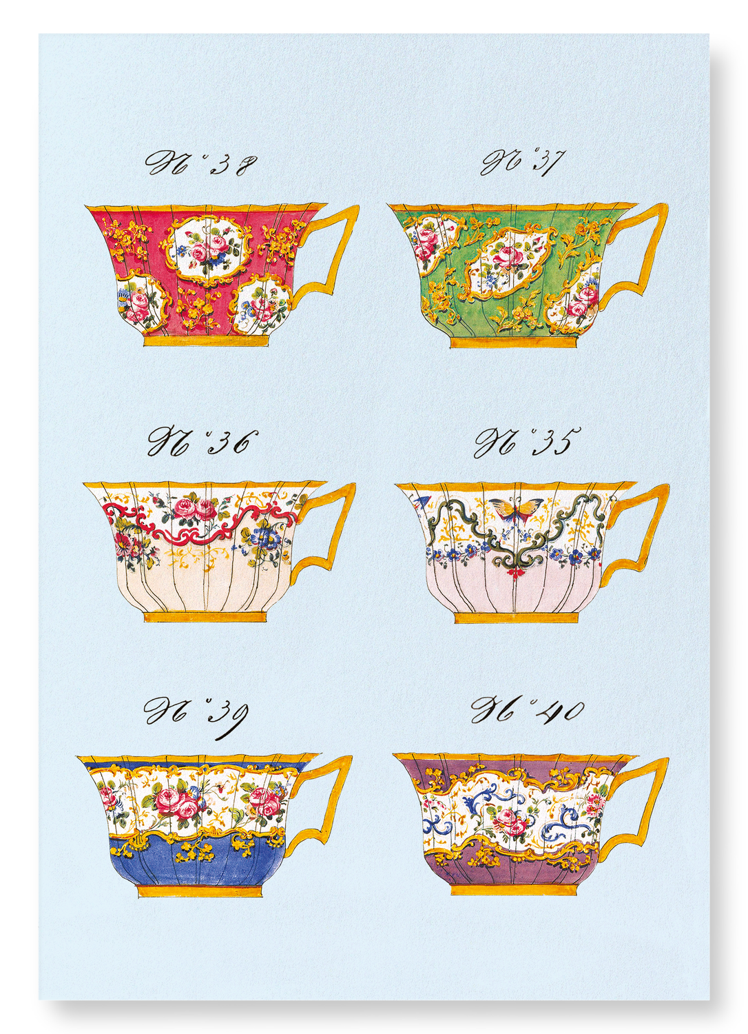 FRENCH TEA CUP SET E (C. 1825-1850): Painting Art Print