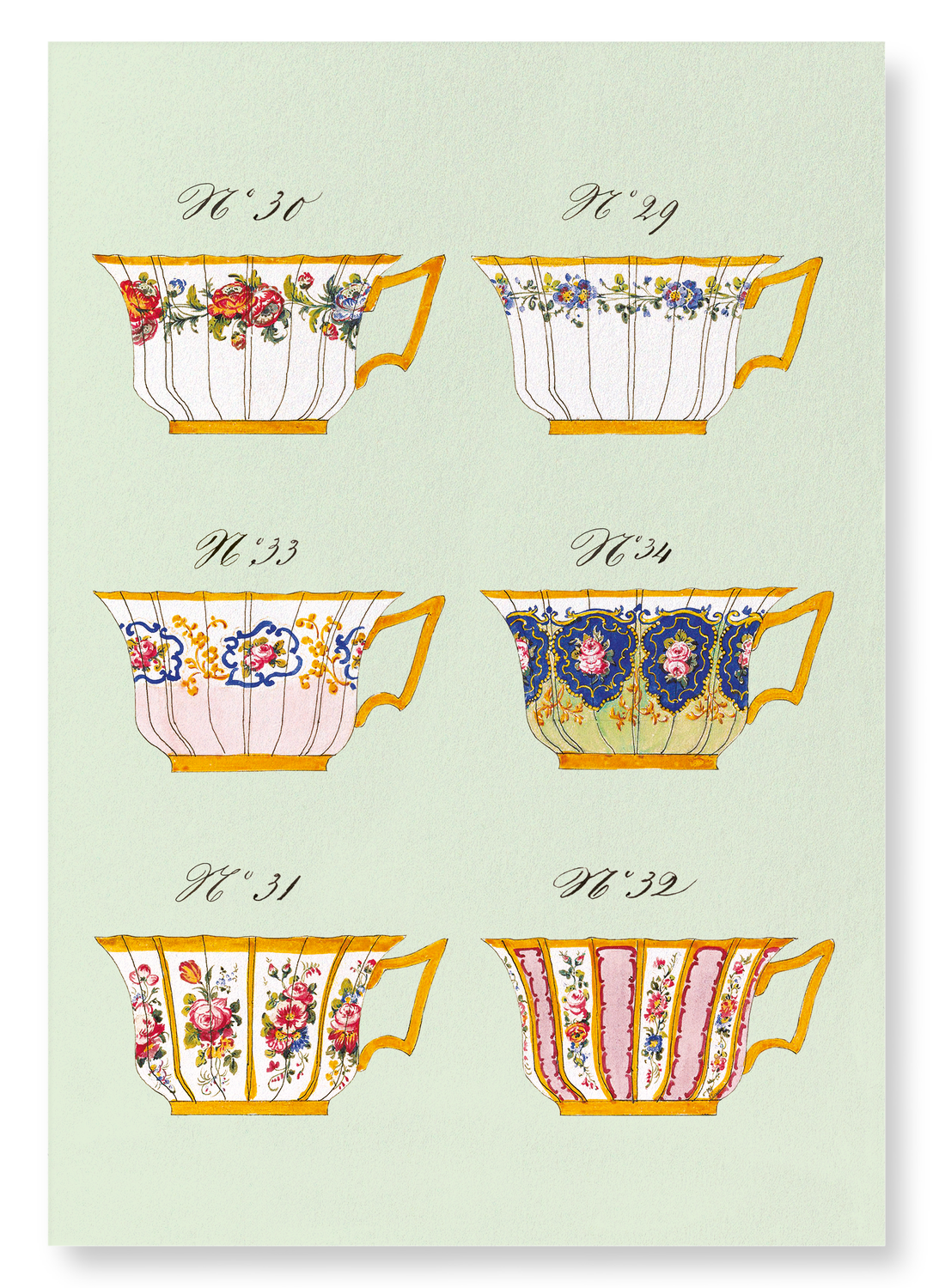 FRENCH TEA CUP SET H (C. 1825-1850): Painting Art Print