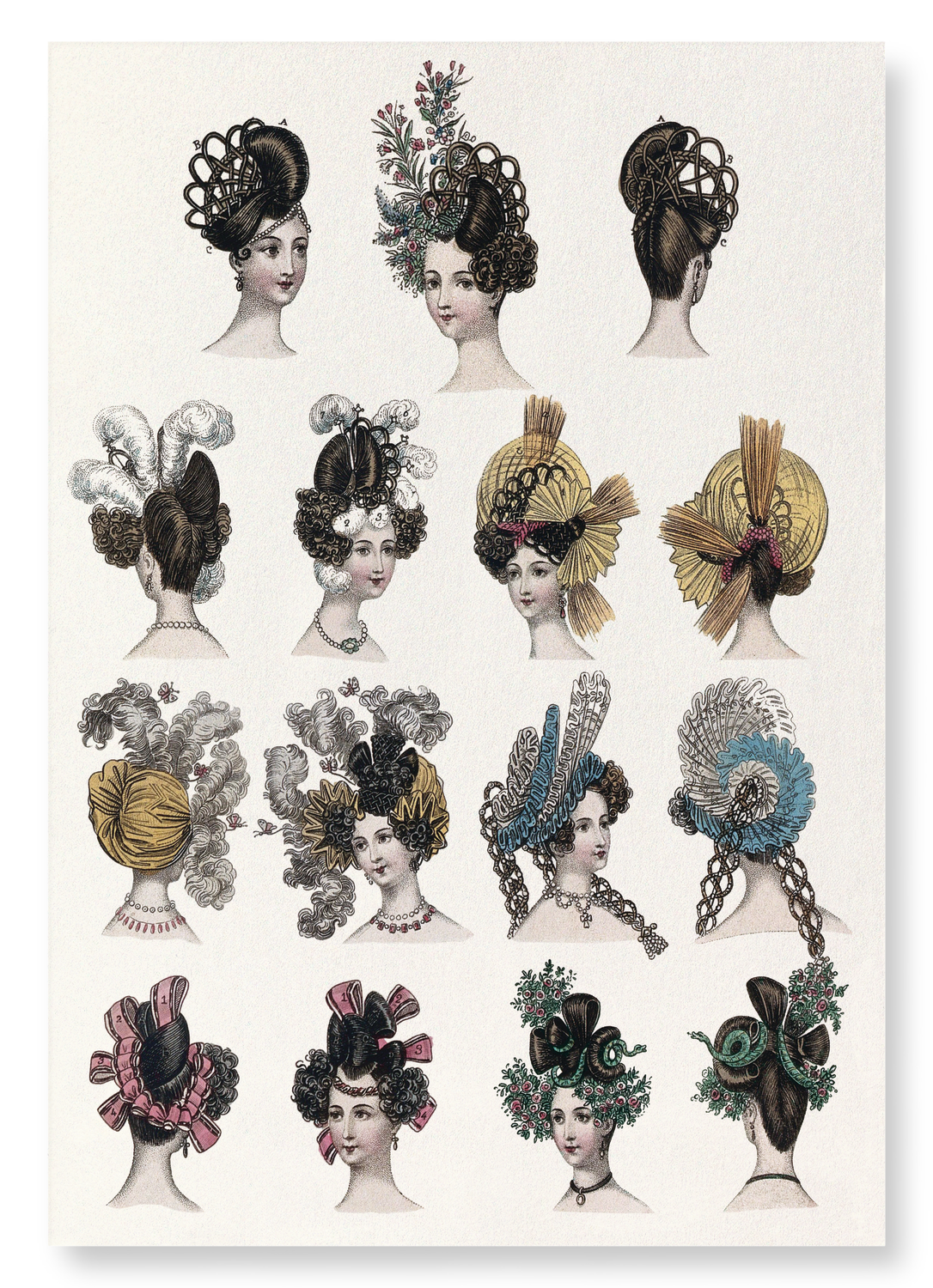 FASHIONABLE HEAD DRESSES (1830): Painting Art Print