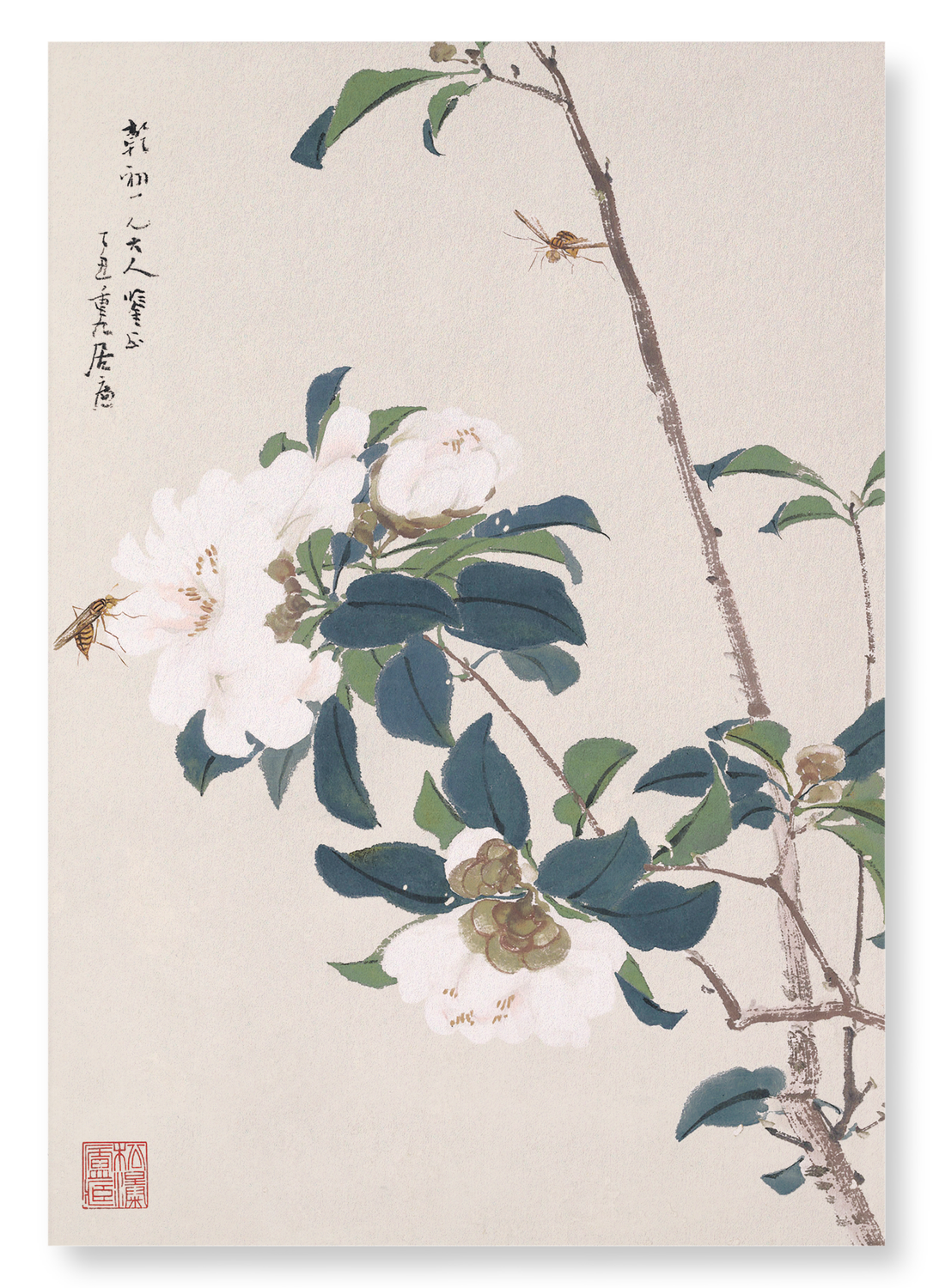 INSECTS AND FLOWERS (1865): Painting Art Print