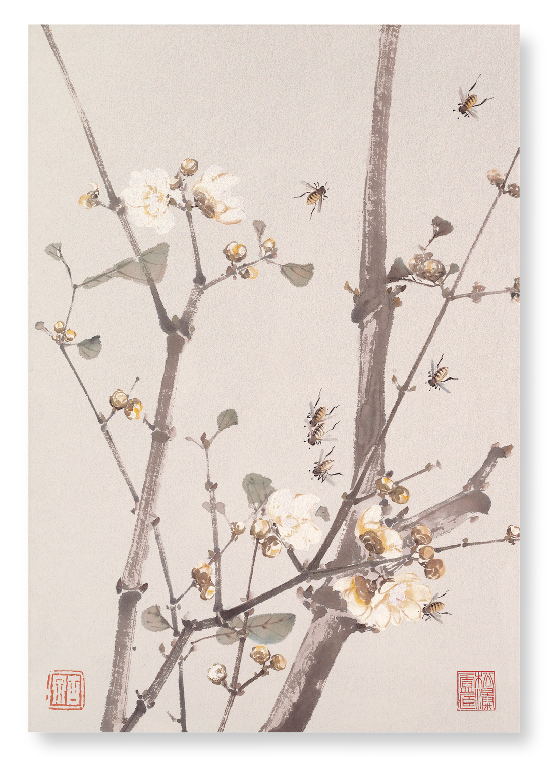 BEES AND FLOWERS (1865): Painting Art Print