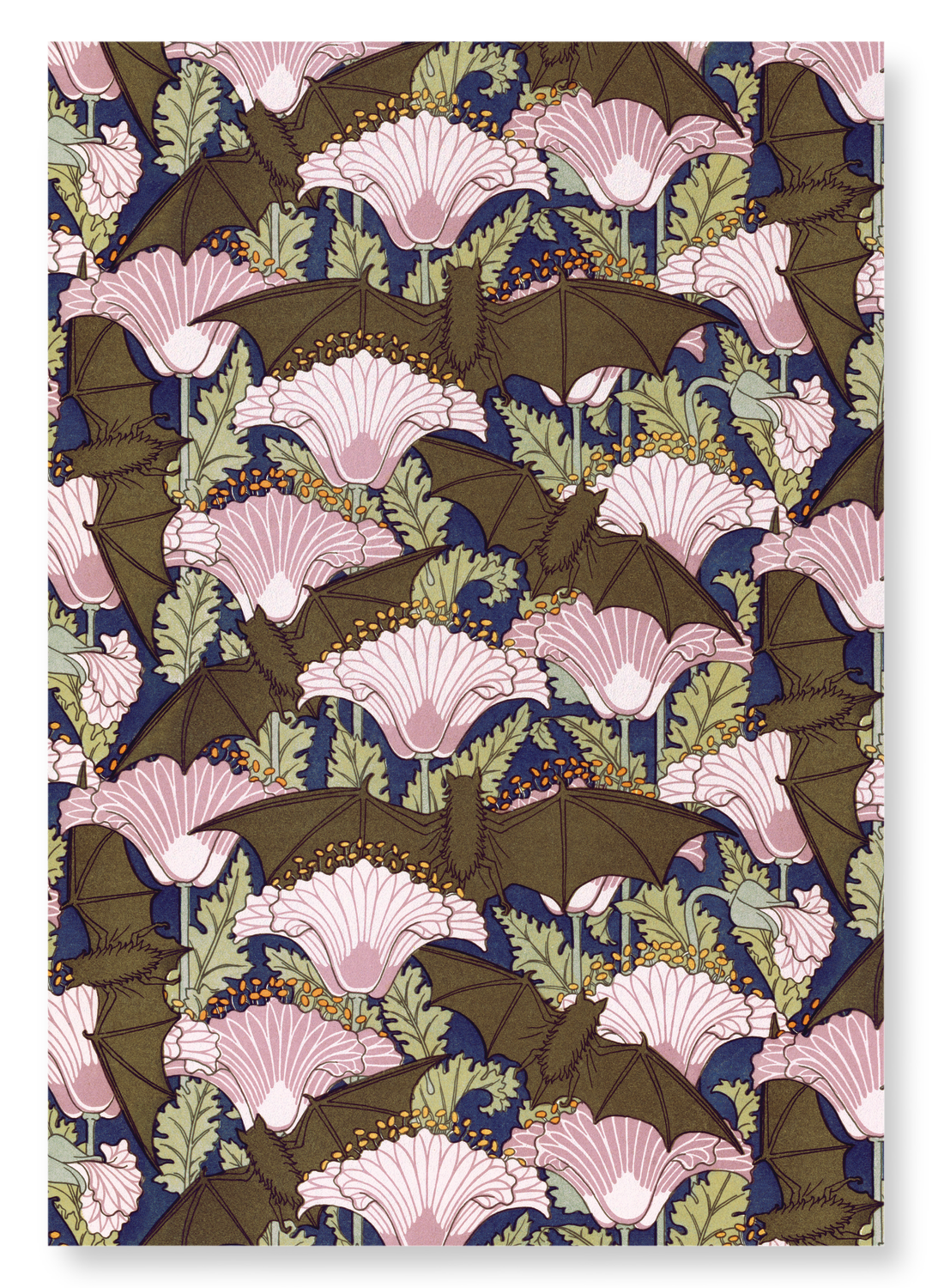 BATS AND POPPIES (1897): Pattern Art Print