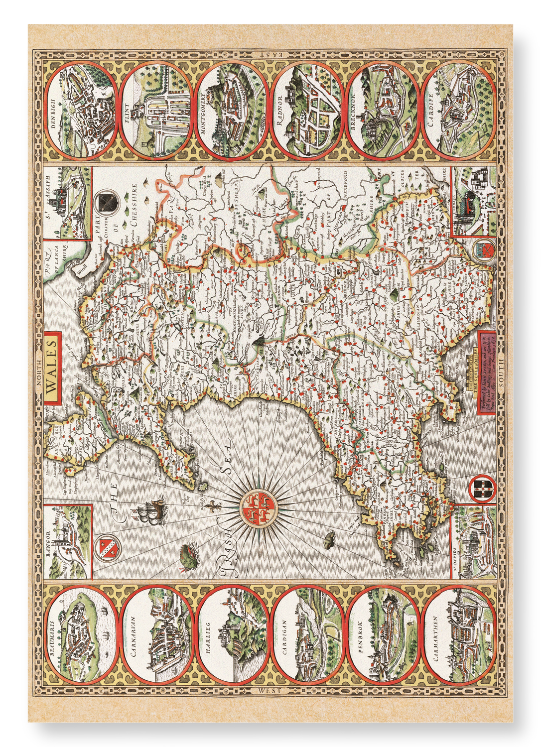 WALES BY JOHN SPEED (C.1611): Map antique Art Print