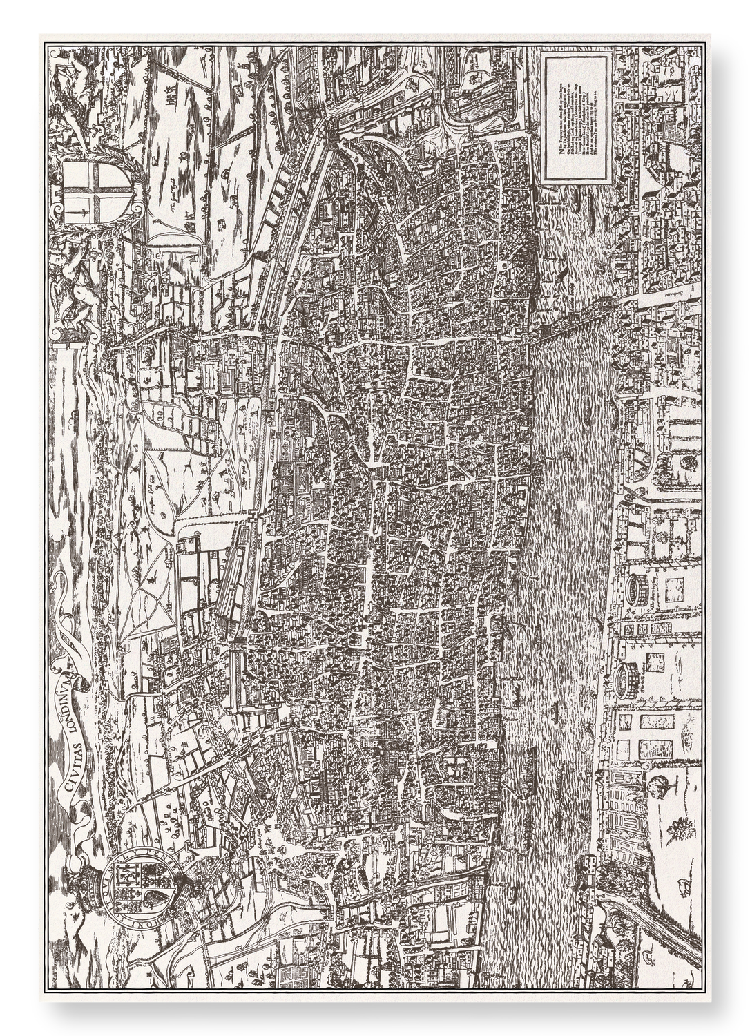CIVITAS LONDINUM (C.1561-1570): Antique Map Art Print