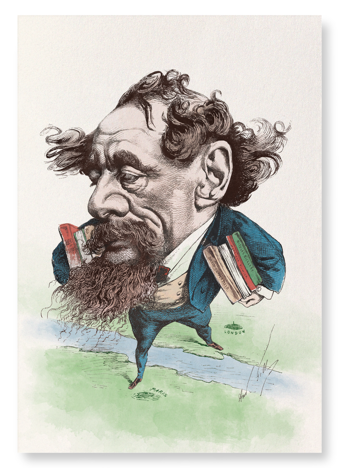 CARICATURE OF CHARLES DICKENS (1868): Painting Art Print