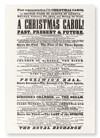 PLAYBILL OF A CHRISTMAS CAROL (1844): Poster Art Print