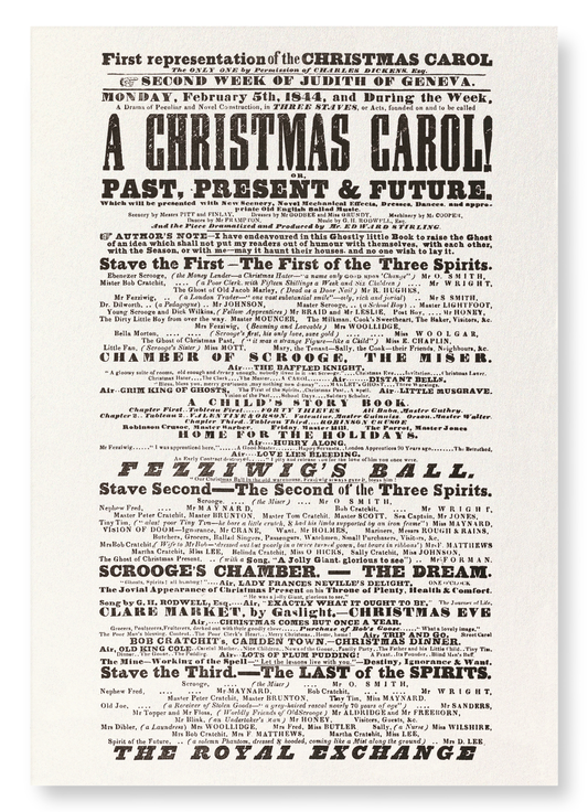 PLAYBILL OF A CHRISTMAS CAROL (1844): Poster Art Print