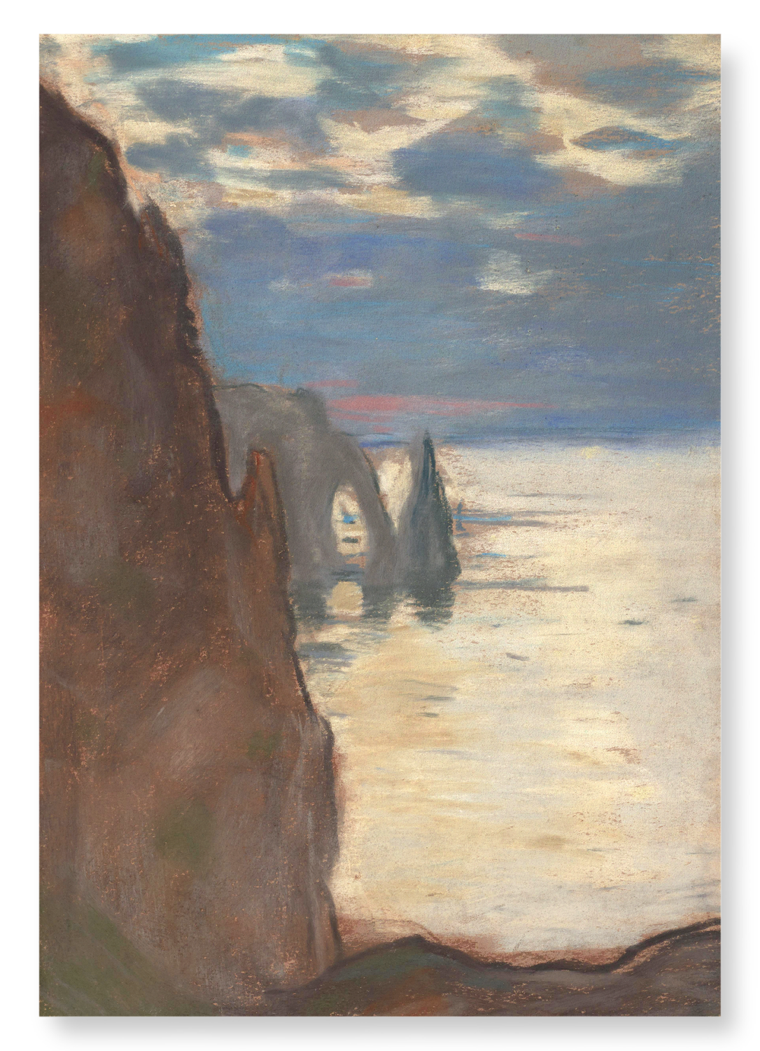 CLIFFS AT ETRETAT: THE NEEDLE ROCK AND PORTE D'AVAL (C.1885): Painting Art Print