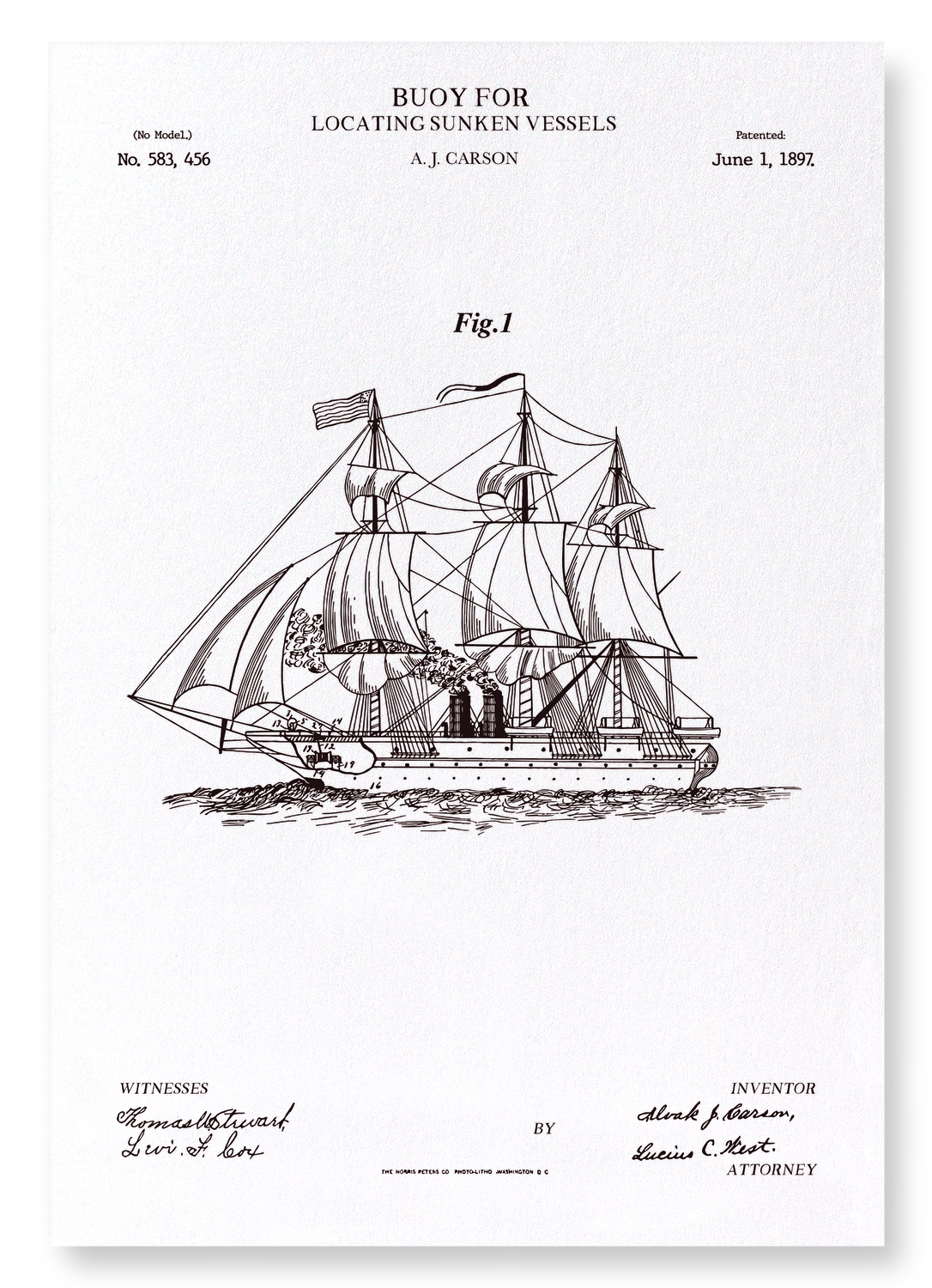 BREVET DE BOUÉE (1897): Patent Art Print