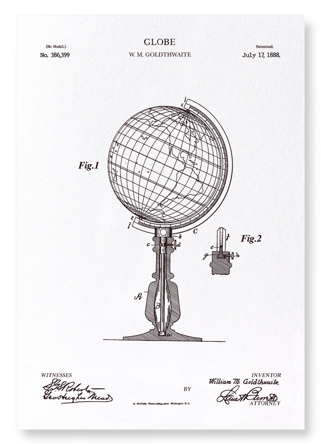 BREVET DE GLOBE (1888): Patent Art Print