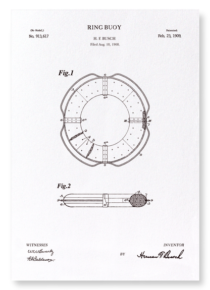 BREVET DE BOUÉE ANNULAIRE (1909): Patent Art Print