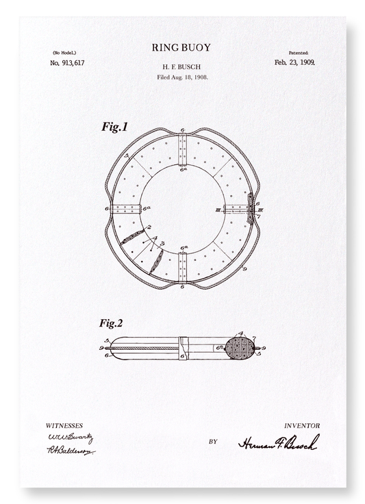 BREVET DE BOUÉE ANNULAIRE (1909): Patent Art Print