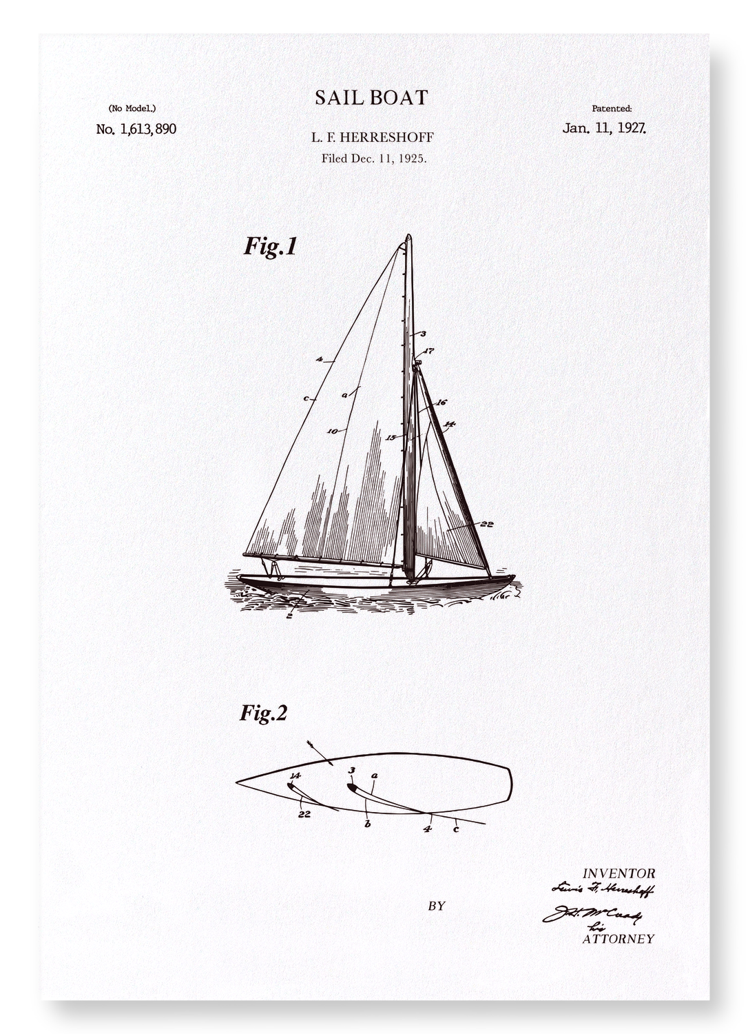 BREVET DE VOILE (1927): Patent Art Print