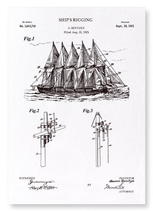 BREVET DE GRÉEMENT DE NAVIRE (1927): Patent Art Print