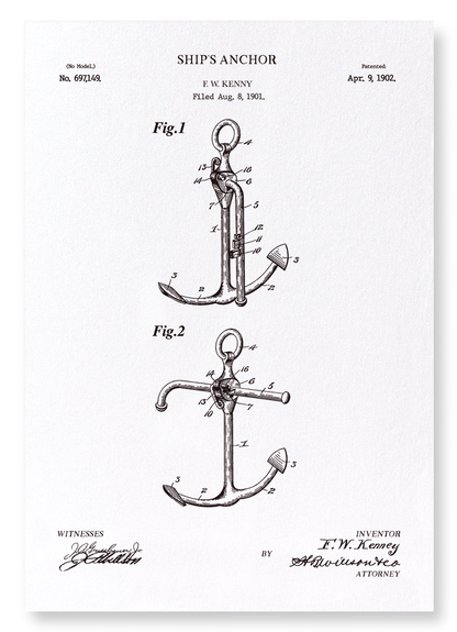 BREVET D'ANCRE DE NAVIRE (1902): Patent Art Print