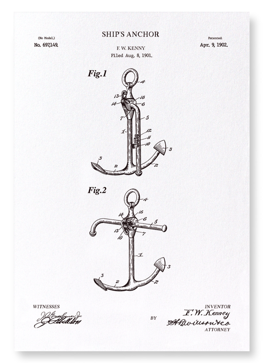 BREVET D'ANCRE DE NAVIRE (1902): Patent Art Print