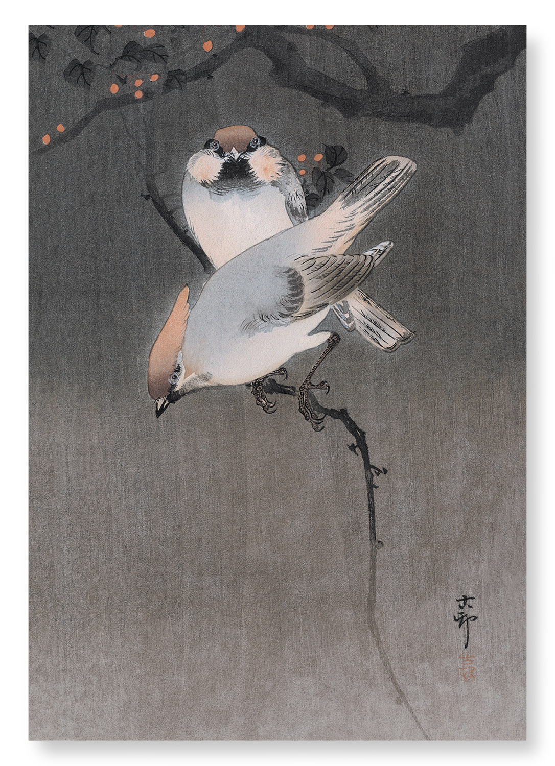 WAXWING BIRDS: Japanese Art Print