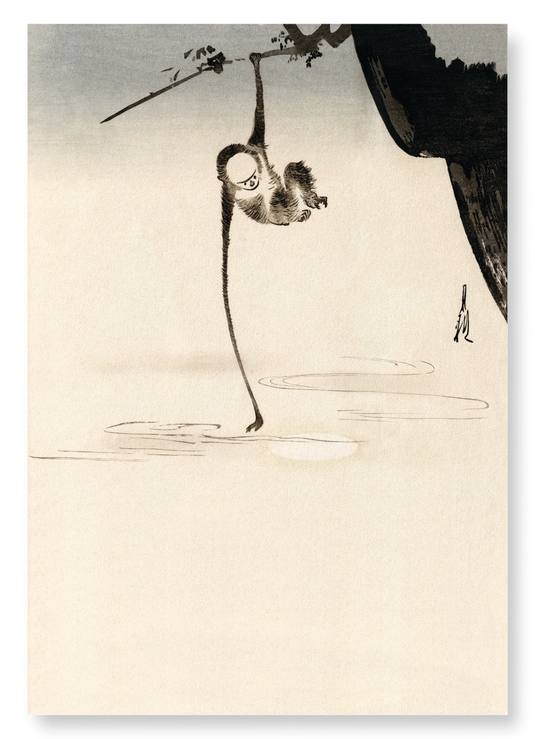 MONKEY AND MOON (C.1910): Japanese Art Print