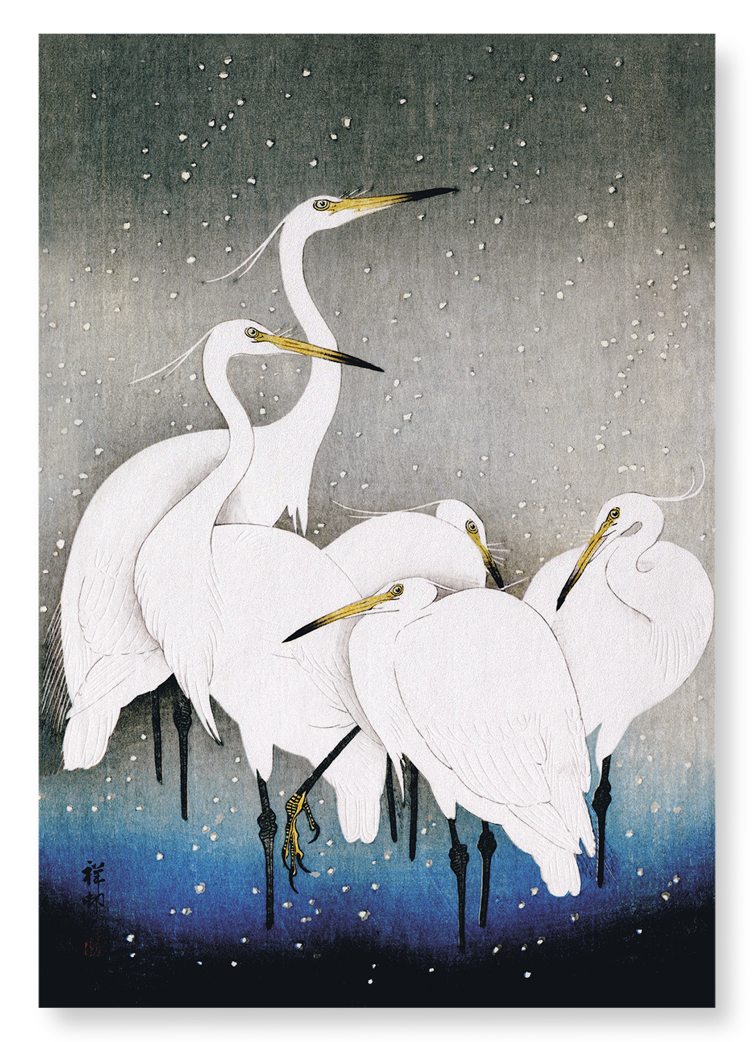 HERONS IN THE WINTER: Japanese Art Print
