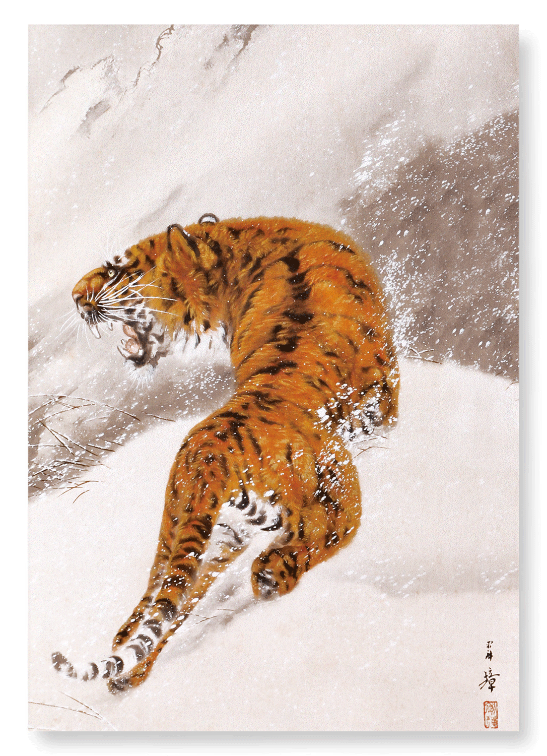 TIGER IN SNOW: Japanese Art Print