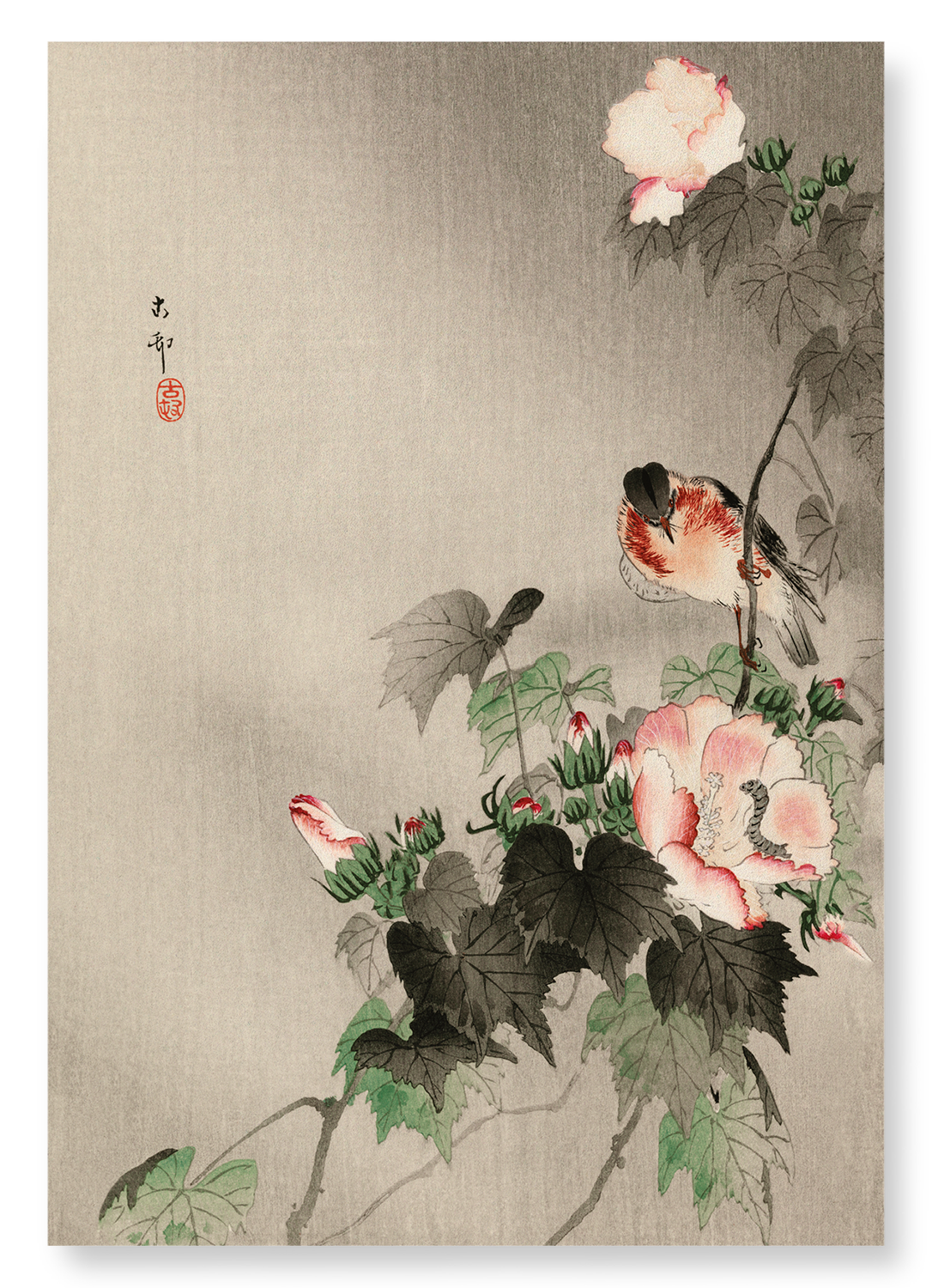 STONECHAT BIRD: Japanese Art Print