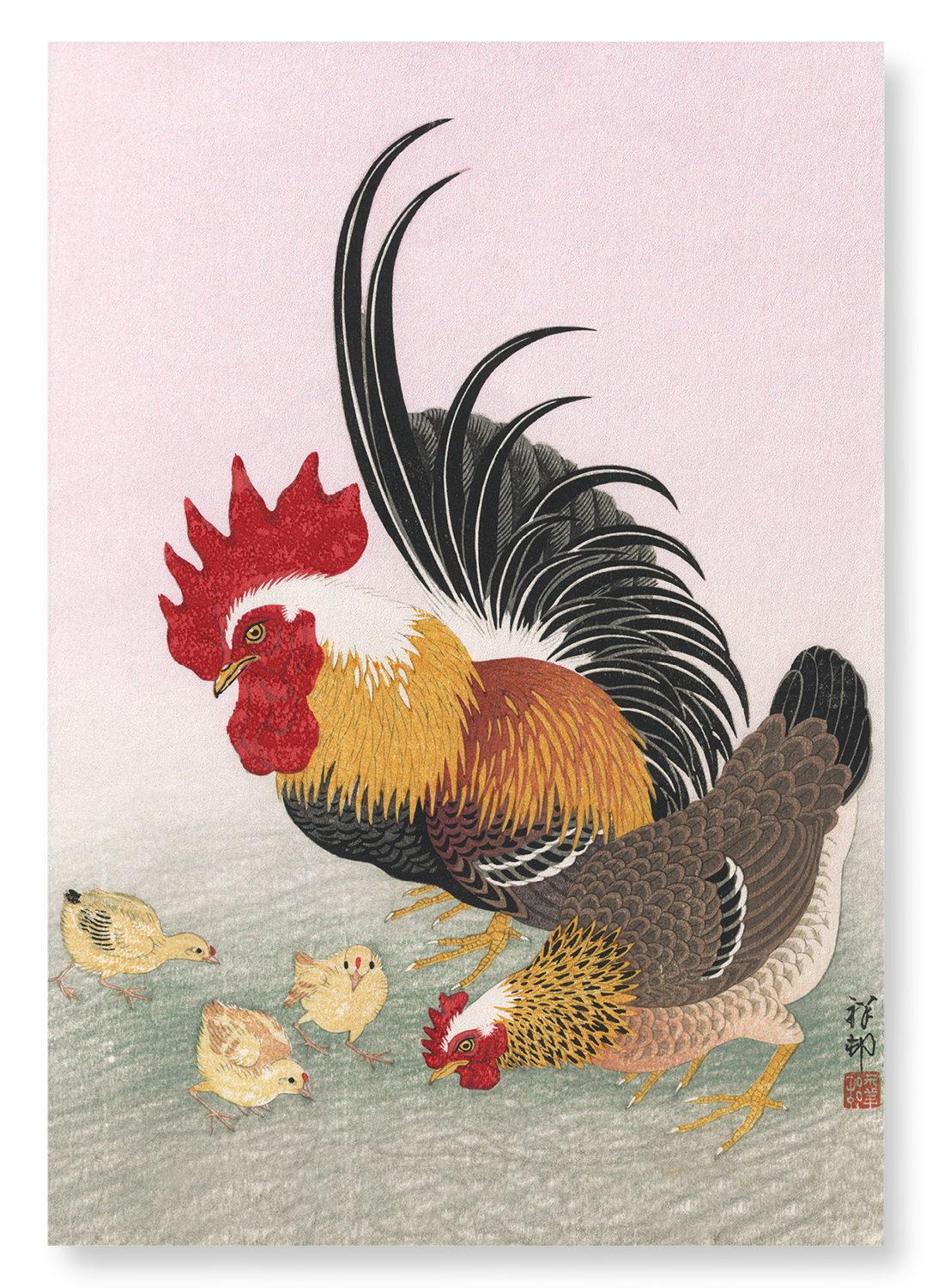 ROOSTER HEN: Japanese Art Print