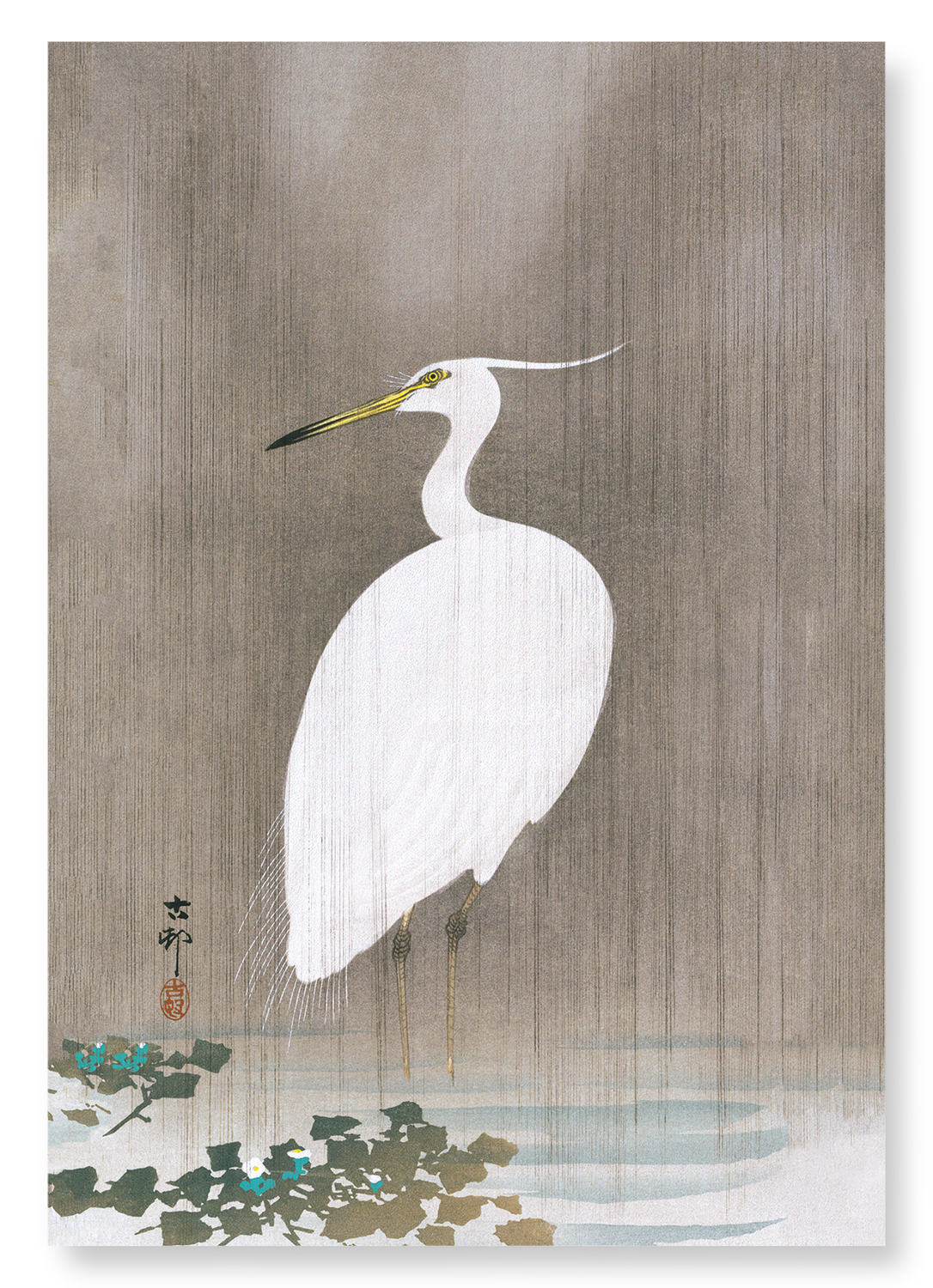 WADING EGRET: Japanese Art Print