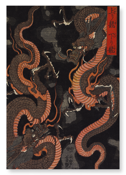 TWO DRAGONS: Japanese Art Print