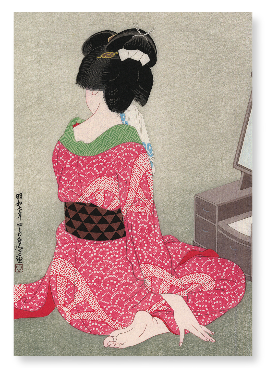 BEAUTY AND MIRROR: Japanese Art Print