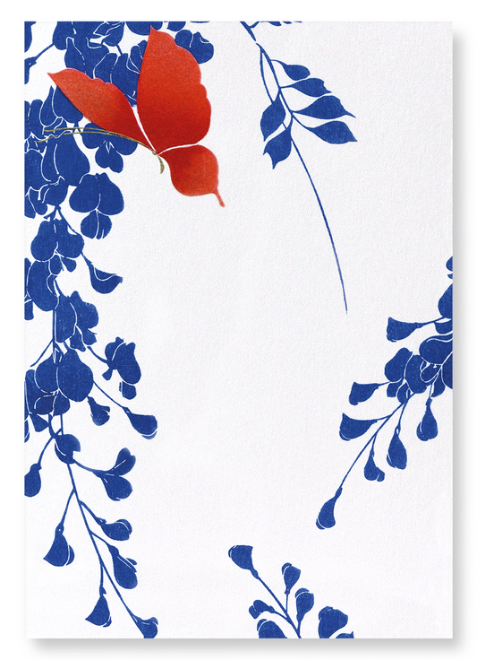 RED BUTTERFLY AND WISTERIA: Japanese Art Print