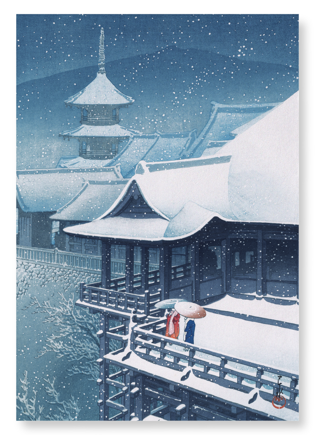 SNOW AT TEMPLE (1932): Japanese Art Print