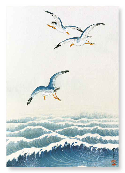 SEAGULLS OVER THE WAVES (C.1910): Japanese Art Print