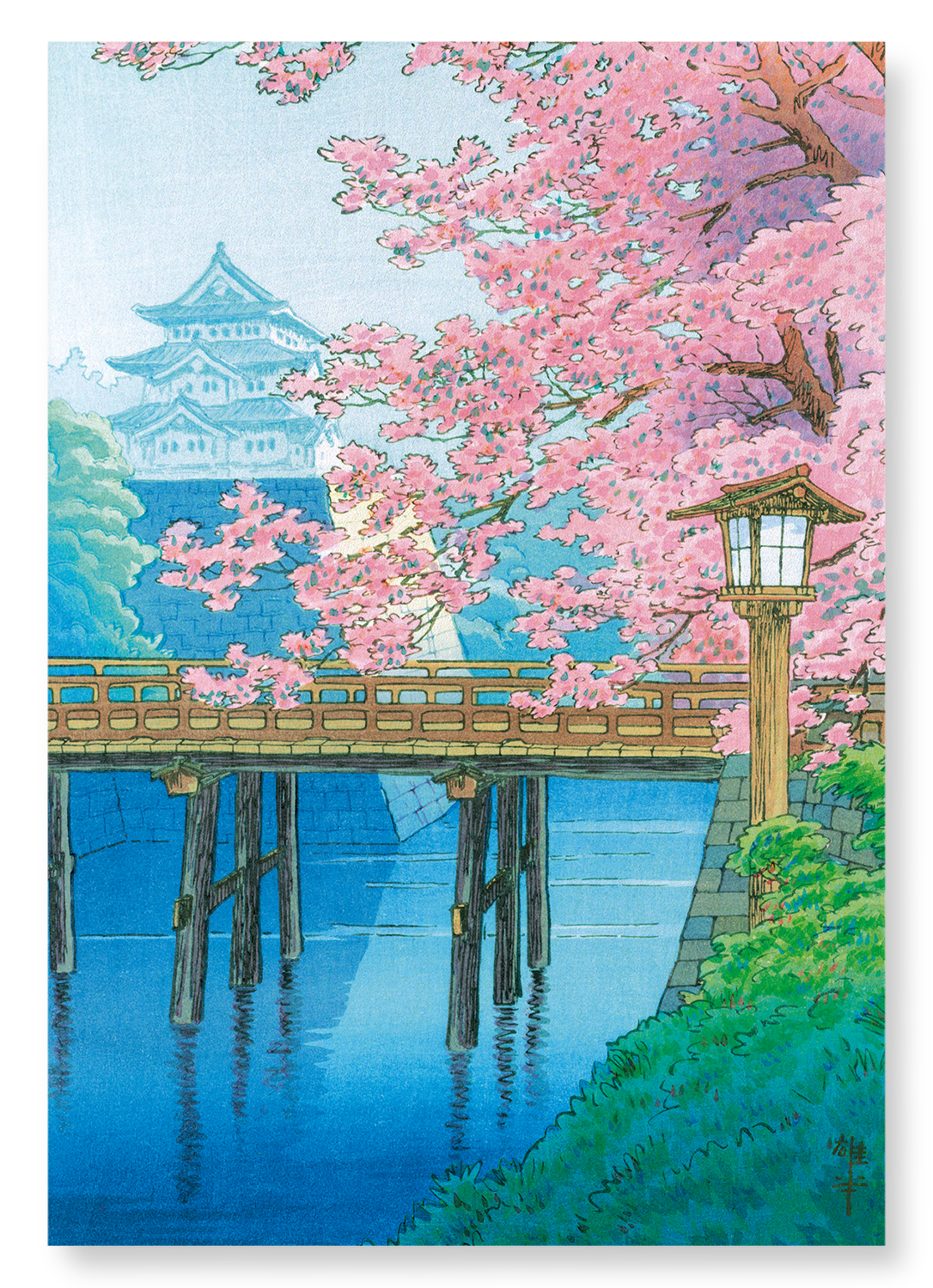 CASTLE AND CHERRY BLOSSOMS: Japanese Art Print