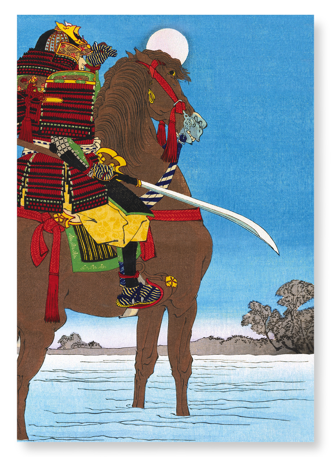 TOSHIMITSU ON HORSEBACK: Japanese Art Print