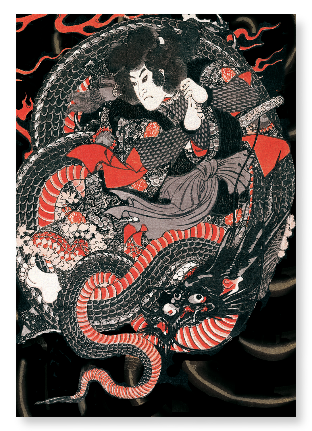 SAMURAI ON A DRAGON: Japanese Art Print
