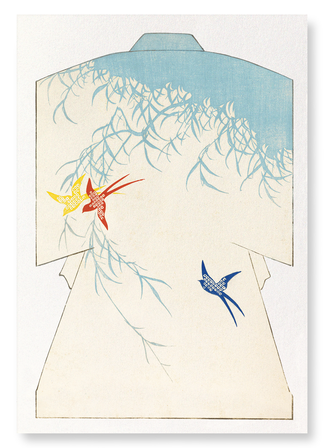 KIMONO OF SWALLOWS AND WILLOWS (1899): Japanese Art Print