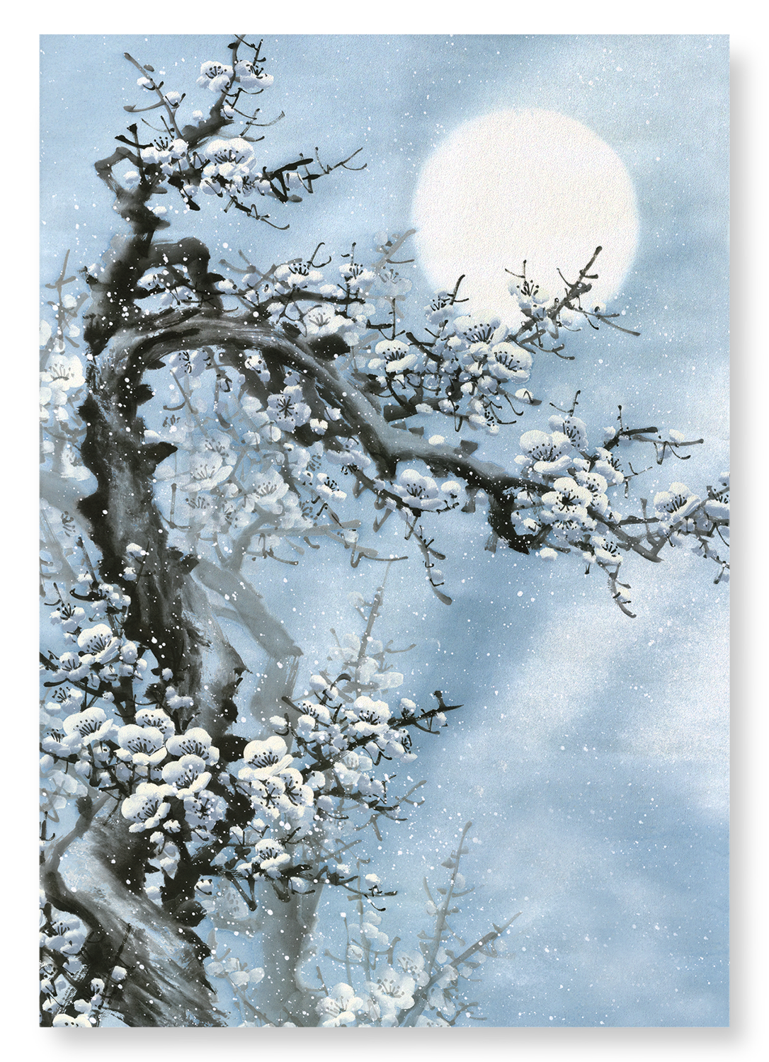 PLUM BLOSSOM IN BLUE MOON: Japanese Art Print