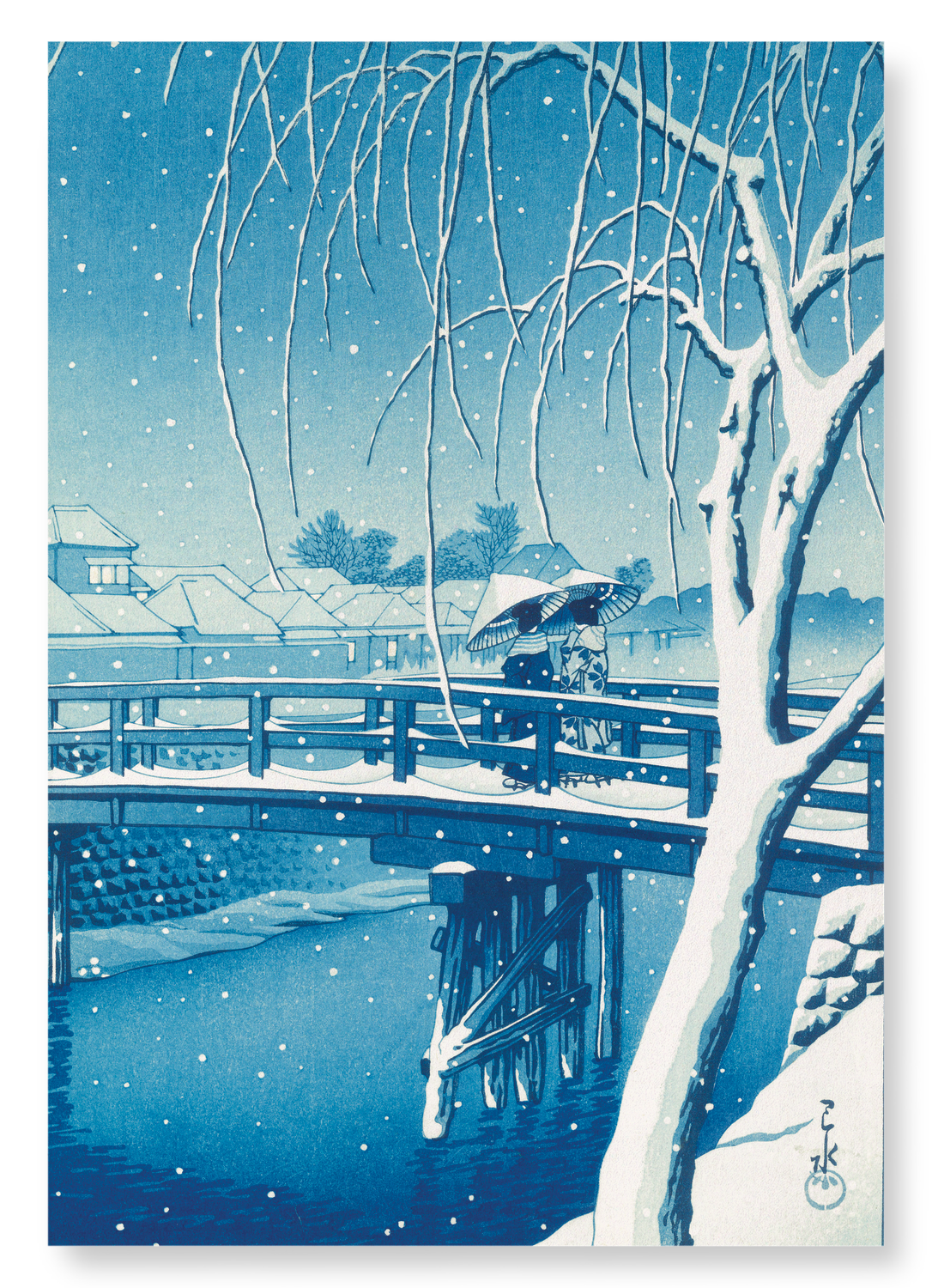 BRIDGE OVER EDO RIVER (C.1910): Japanese Art Print